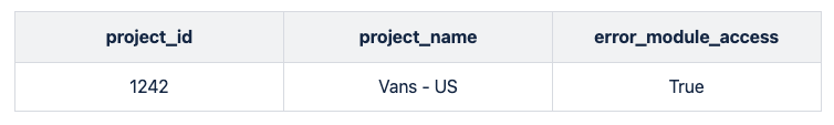 Project table with access to Find & Fix module