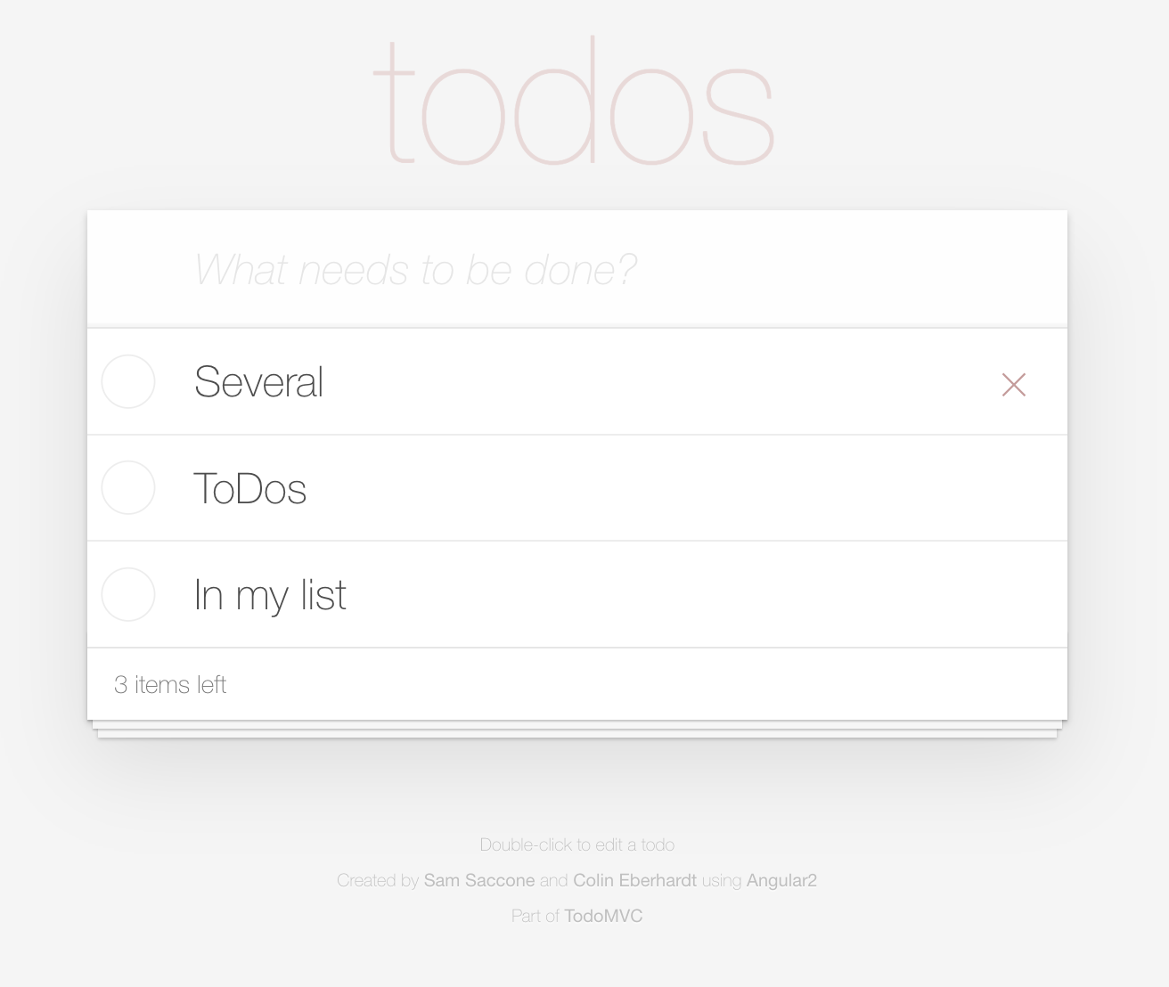 TODO app with initial list of items